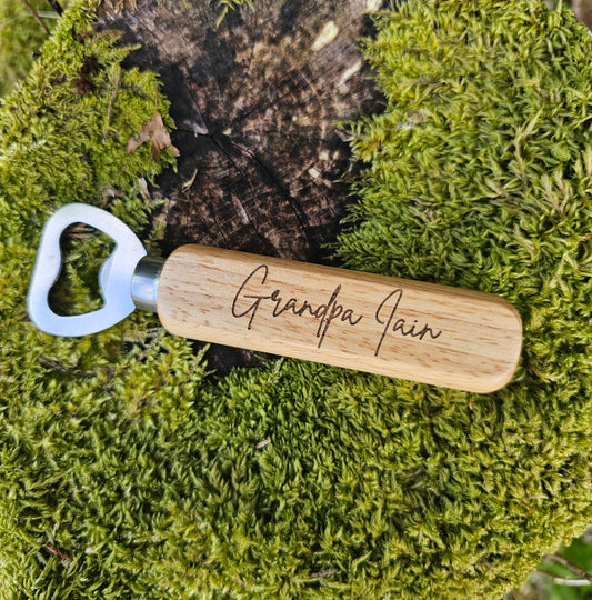 Personalised Rustic Wooden Handle Bottle Opener