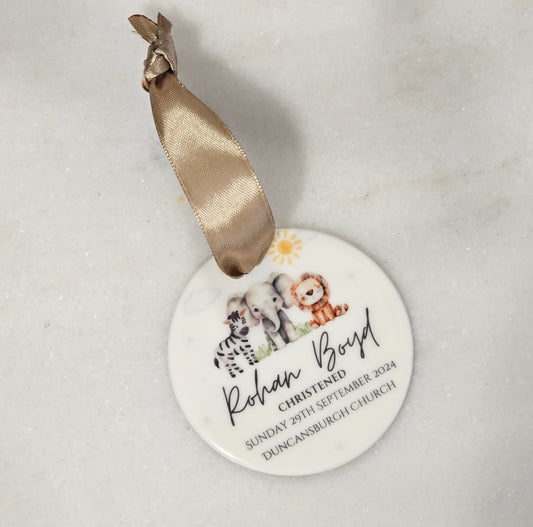 Animal Christening Ceramic Ornament