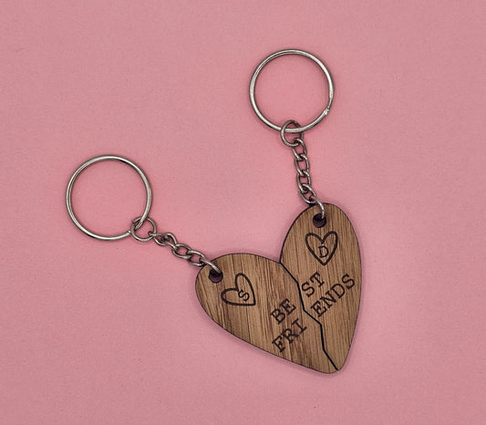 Best Friends Wooden Keyring