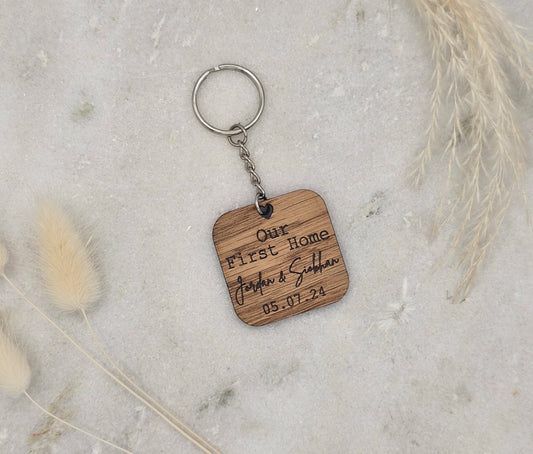 First Home Wooden Keyring