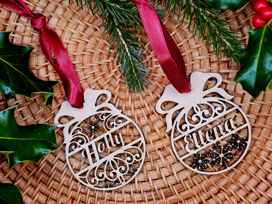 Wooden Christmas Name Bauble