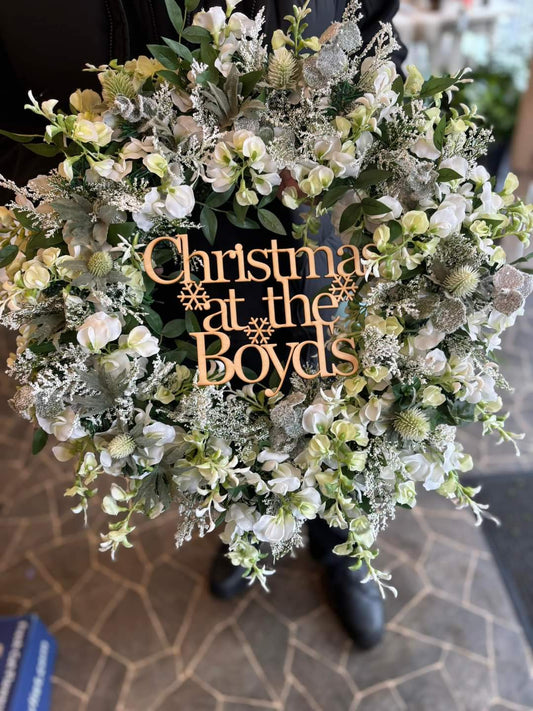 Wreath and wreath sign